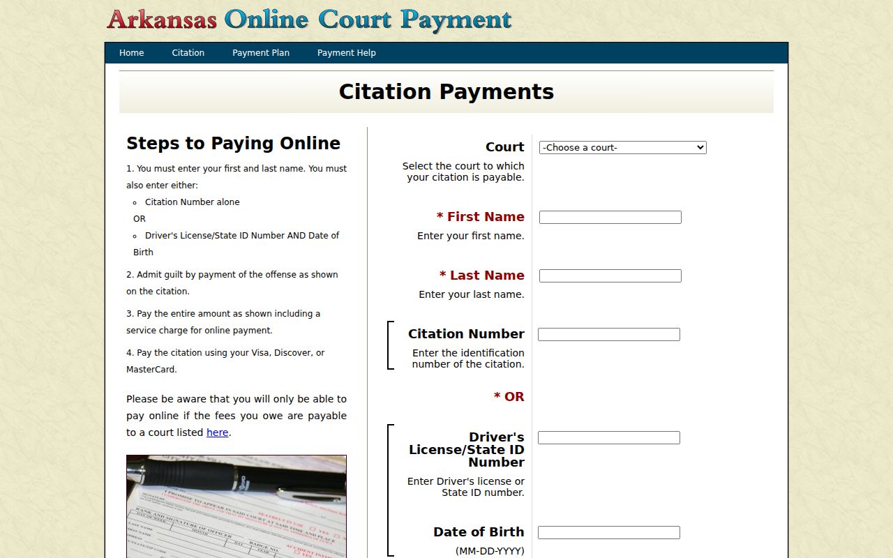 Union County traffic warrant citation query